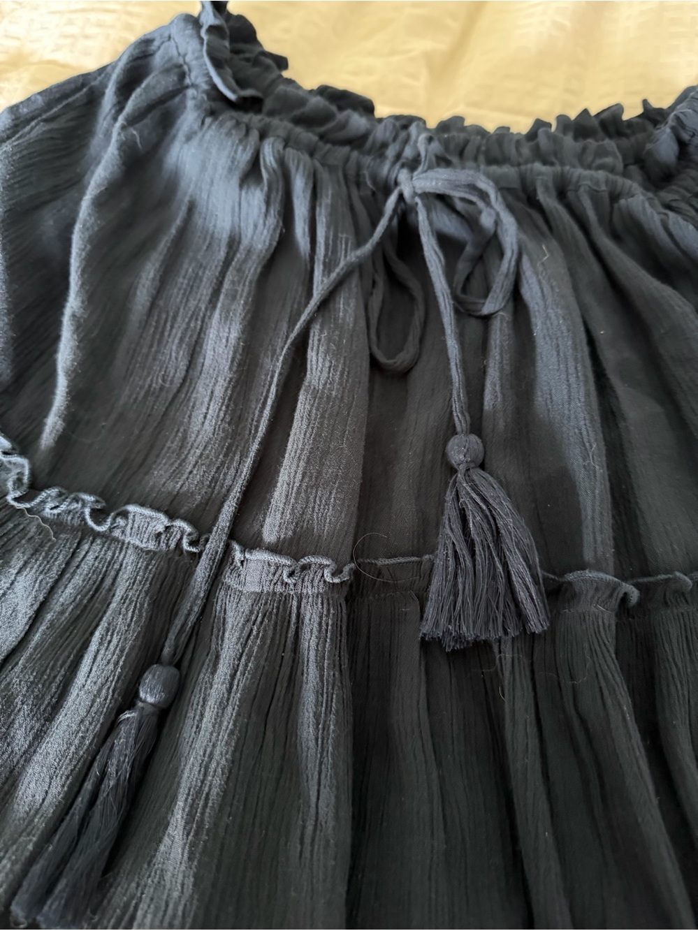 Women's Navy Ruffled Tiered Maxi Skirt